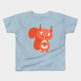 Happy cute red squirrel cartoon illustration Kids T-Shirt